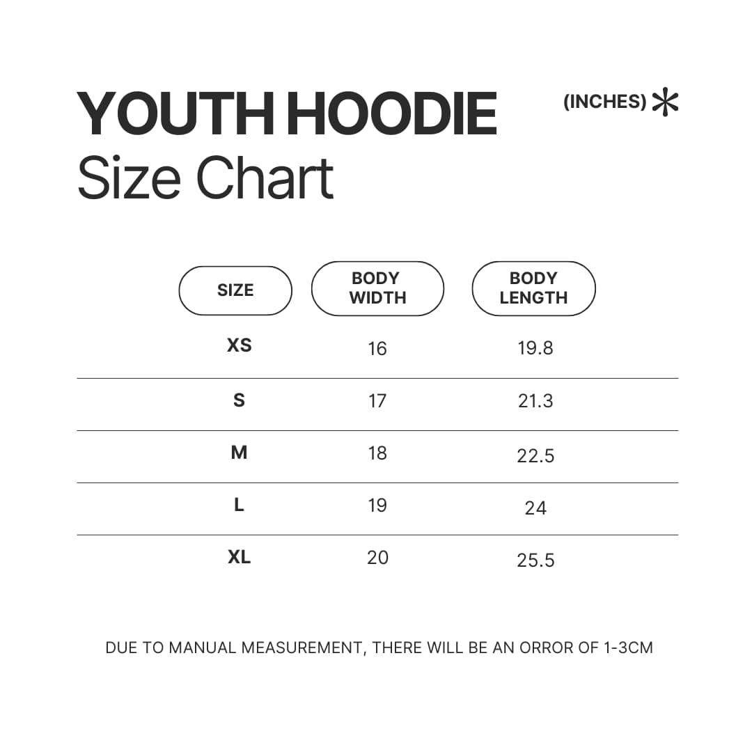 Youth Hoodie Size Chart - BFDI Merch