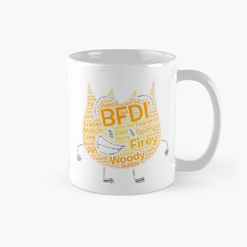 Bfdi Word Cloud Firey Shaped Mug
