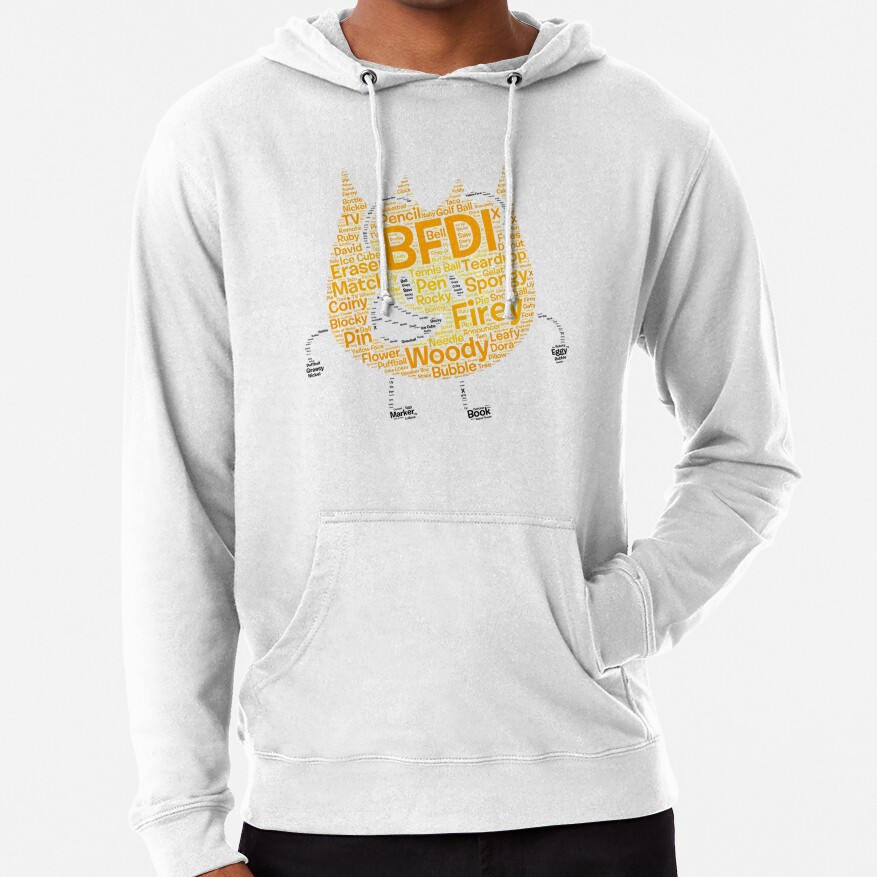 Bfdi Word Cloud Firey Shaped Hoodie