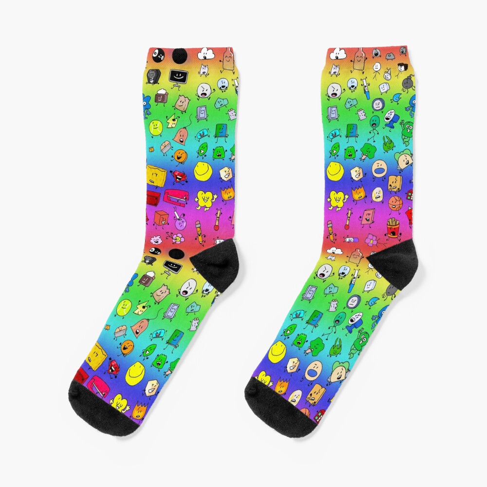 Bfdi All Characters Rainbow Socks